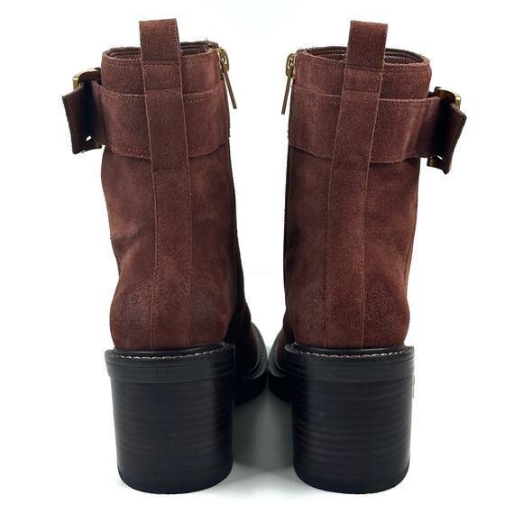Vince Camuto Bembonie Ankle Boots Burgundy Suede Women's 7M Gold Buckle New - Picture 4 of 13